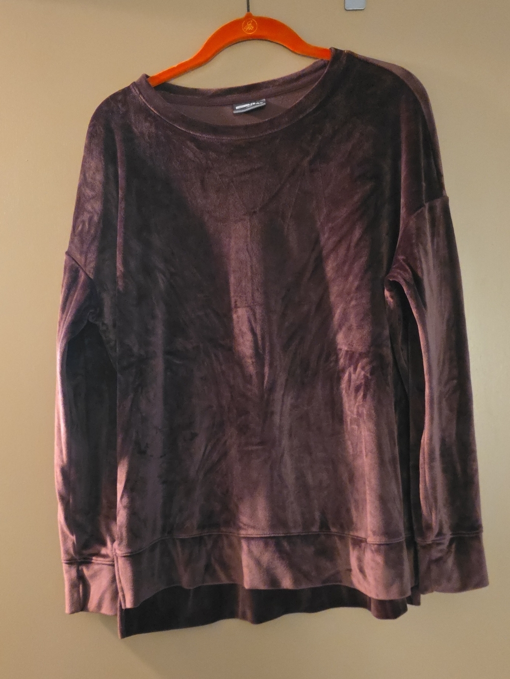 32 Degrees Velor Long Sleeve Pullover - Plum